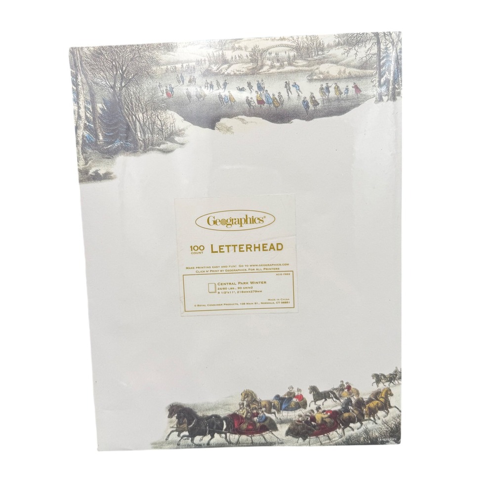 Geographics Central Park Winter Letterhead 100 Count 8.5x11 Holiday Paper 47031